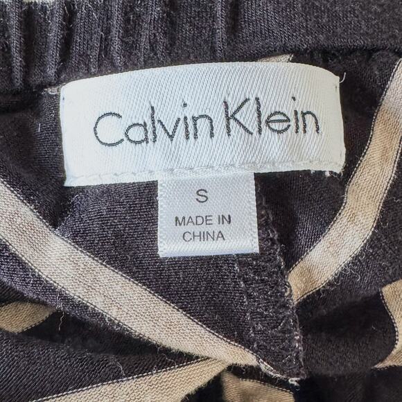 Calvin Klein, Diagonal Striped Fold Down Maxi Skirt, Black and Beige, Size Small - Picture 6 of 10